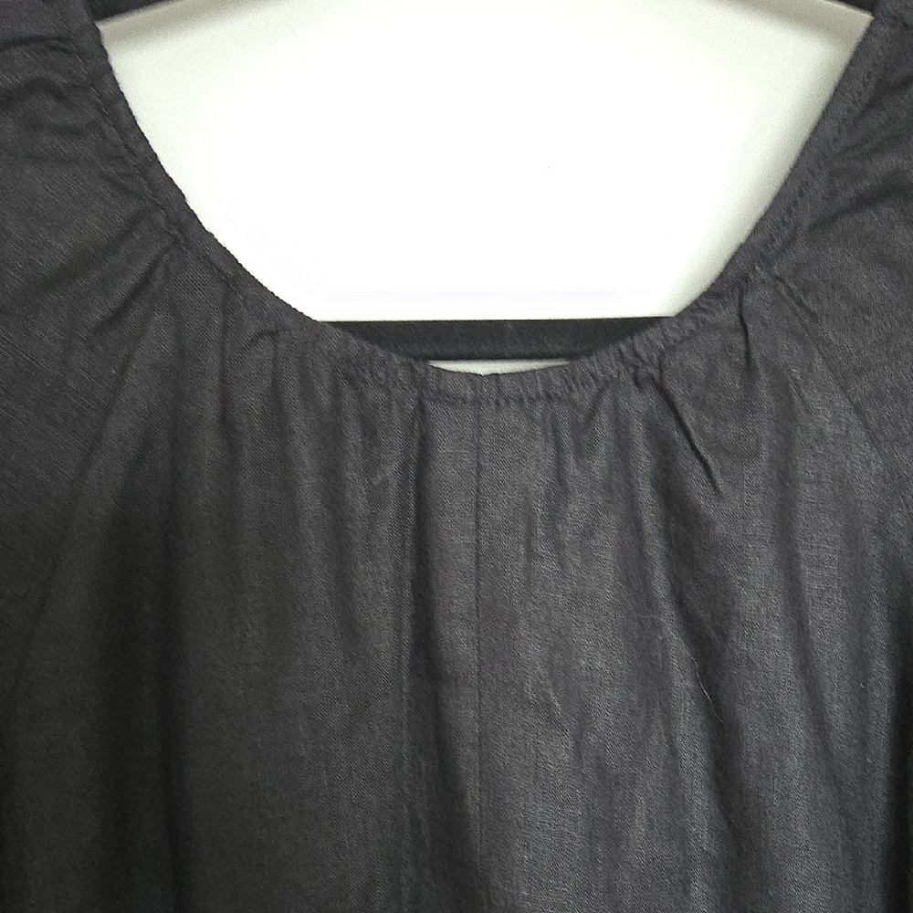 Everlane Black Puff Sleeve Linen Dress - Picture 9 of 10